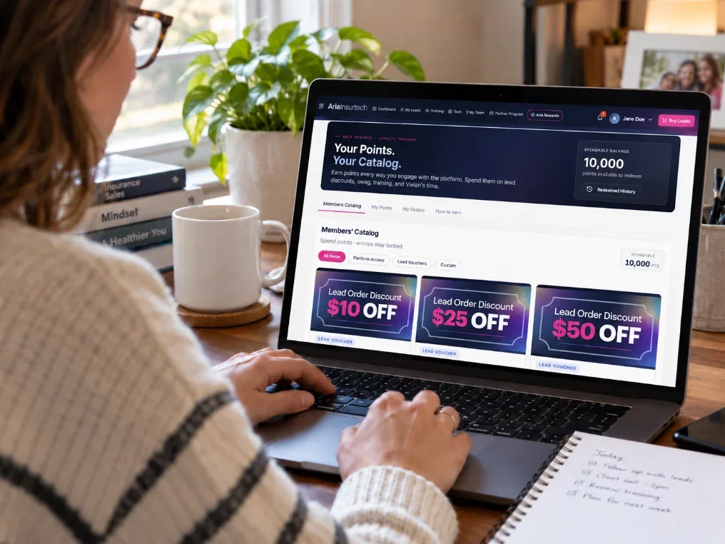 The Aria Rewards dashboard